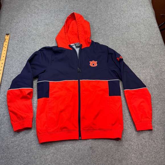 Under Armour Men's Windbreaker Gameday Woven Jacket Navy/Orange Polyester Small - Picture 1 of 9